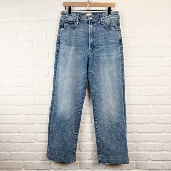 MOTHER Denim - Mother High Waisted Tunnel Vision Sneak Jeans Twice Shy Wash Blue Wide Leg 31